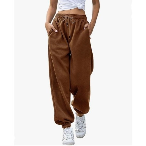 NWT Women's Drawstring Cinch Bottom Sweatpants in Coffee, Size XL - Picture 1 of 11
